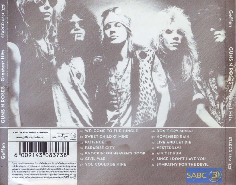 GUNS N ROSES - Greatest hits (CD, water damage to cover) STARCD 6851 (FREE BULK SHIPPING)