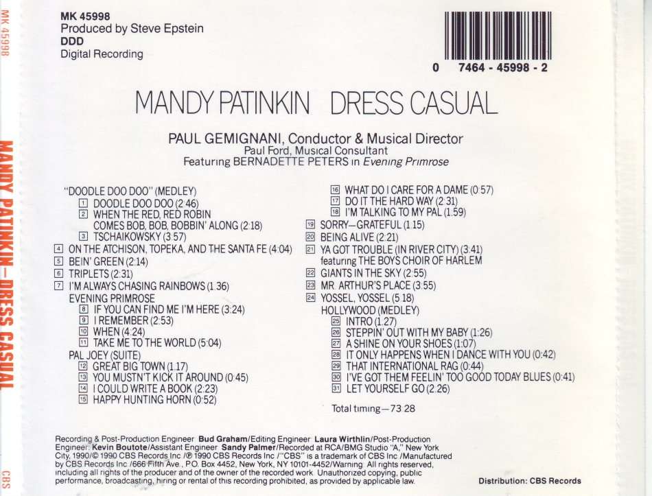 MANDY PATINKIN - Dress casual (CD) MK 45998 NM-  (R25 SALE)