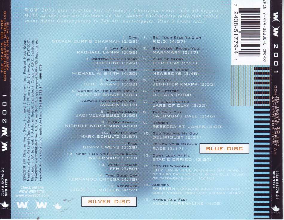 WOW 2001 - Compilation (double CD) 7243 8 51779 2 7 (FREE BULK SHIPPING)