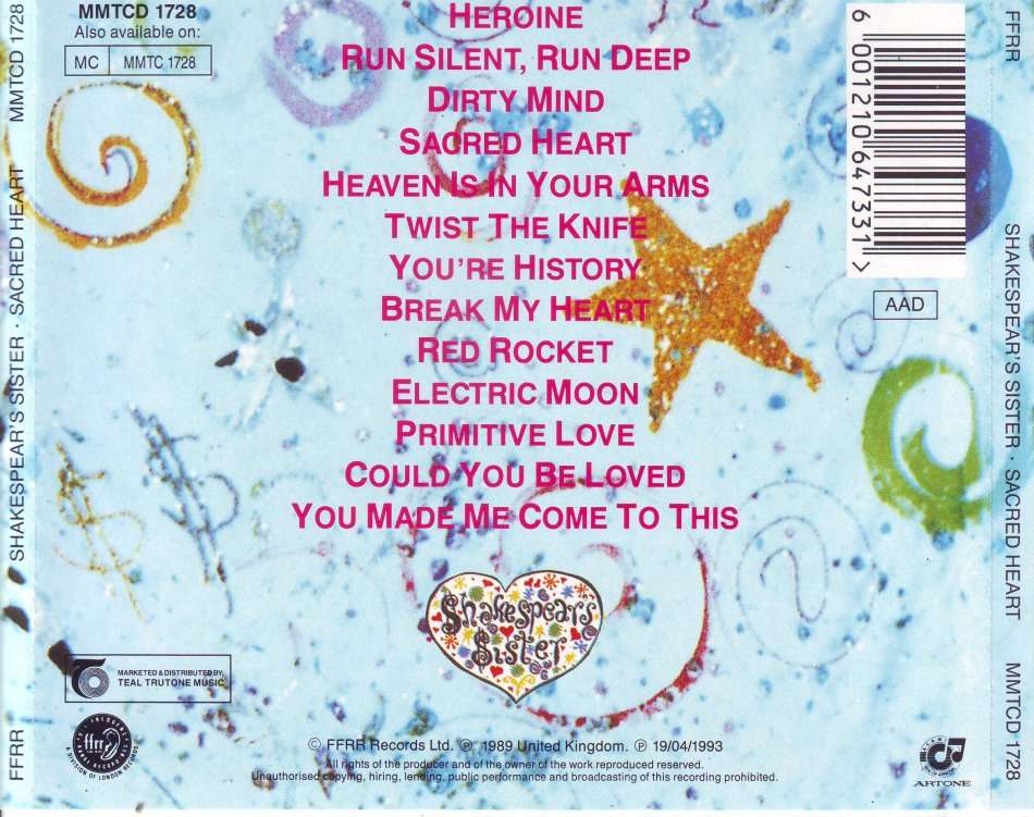 SHAKESPEAR'S SISTER - Sacred heart (CD) MMTCD 1728 (FREE BULK SHIPPING)