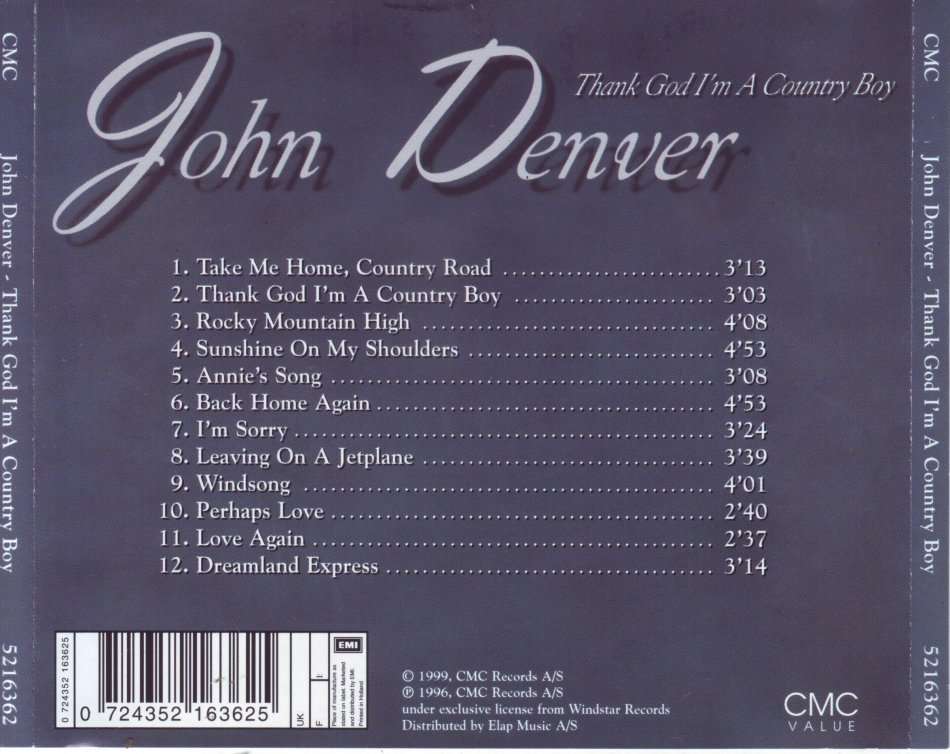 JOHN DENVER - Thank God I`m A Country Boy (CD) 5216362 NM- (FREE BULK SHIPPING)