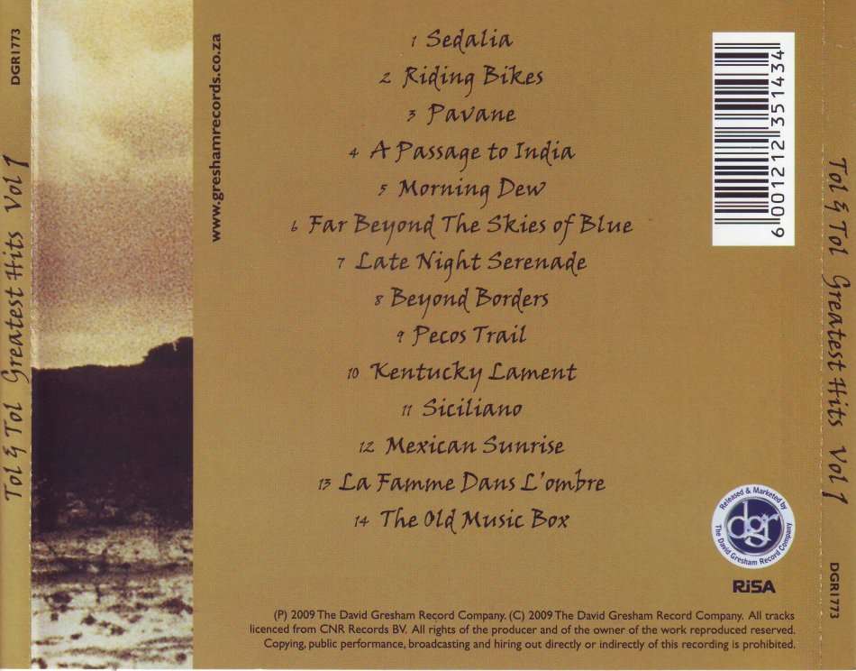 TOL & TOL - Greatest hits vol.1 (CD) DGR1773 (FREE BULK SHIPPING)