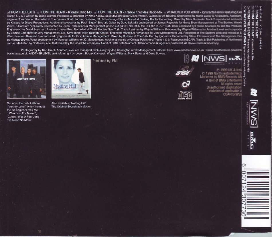 ANOTHER LEVEL - From the heart (CD single) CDARIS (WS) 458 EX