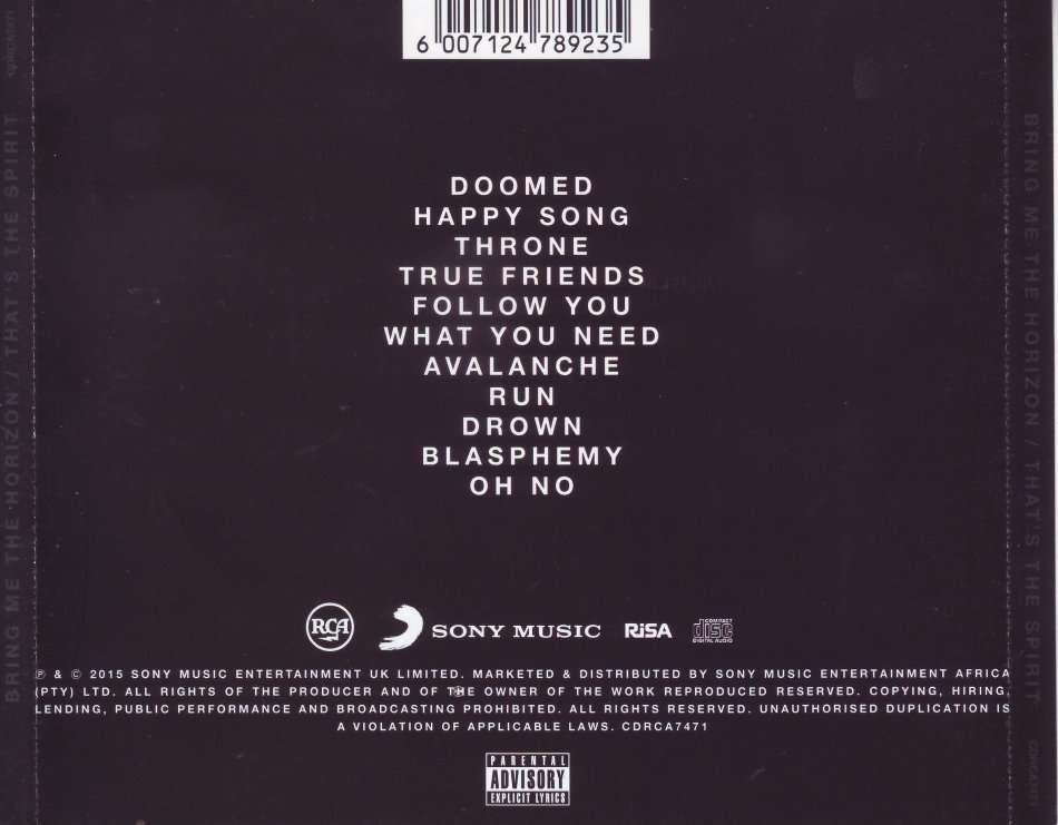 BRING ME THE HORIZON - That's the spirit (CD) CDRCA 7471  (FREE BULK SHIPPING)