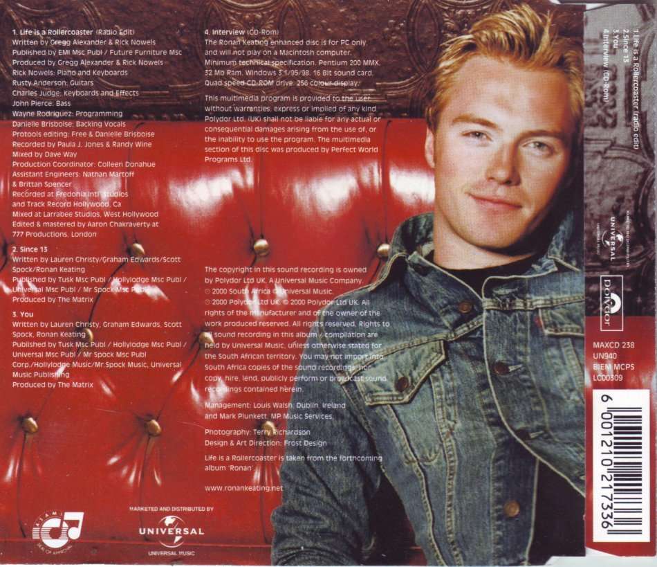 RONAN KEATING - Life is a rollercoaster (CD single) MAXCD 238 EX