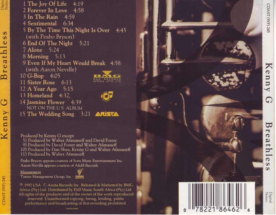 KENNY G - Breathless (CD) CDAST (WF) 245 (FREE BULK SHIPPING)