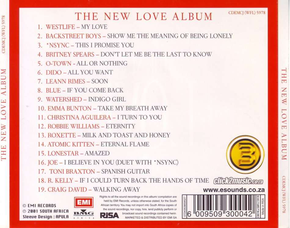 THE NEW LOVE ALBUM - Compilation (booklet a bit worn) CDEMCJ (WFL) 5978 NM-