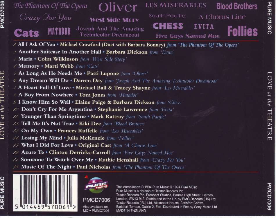 LOVE AT THE THEATRE - Compilation (CD) PMCD 7006 EX