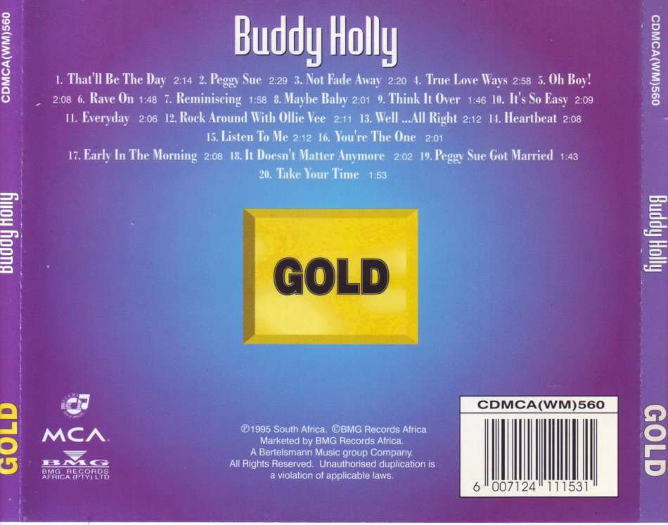 BUDDY HOLLY - Gold (CD) CDMCA(WM)560 NM-