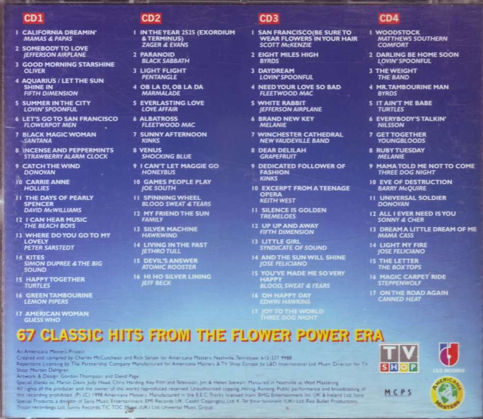 THE LOVE GENERATION: 67 CLASSIC HITS FROM THE FLOWER POWER ERA (4CD set) LBSCD0018 EX/VG+/EX/EX