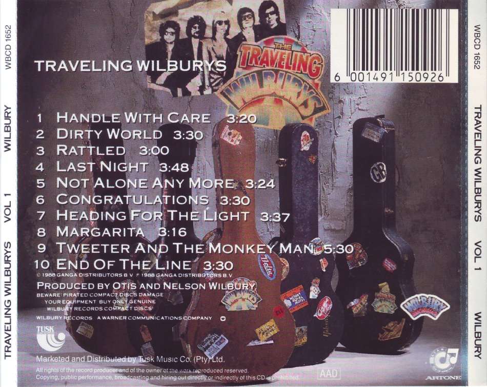 TRAVELING WILBURYS - Vol.1 (CD) WBCD 1652 (FREE BULK SHIPPING)