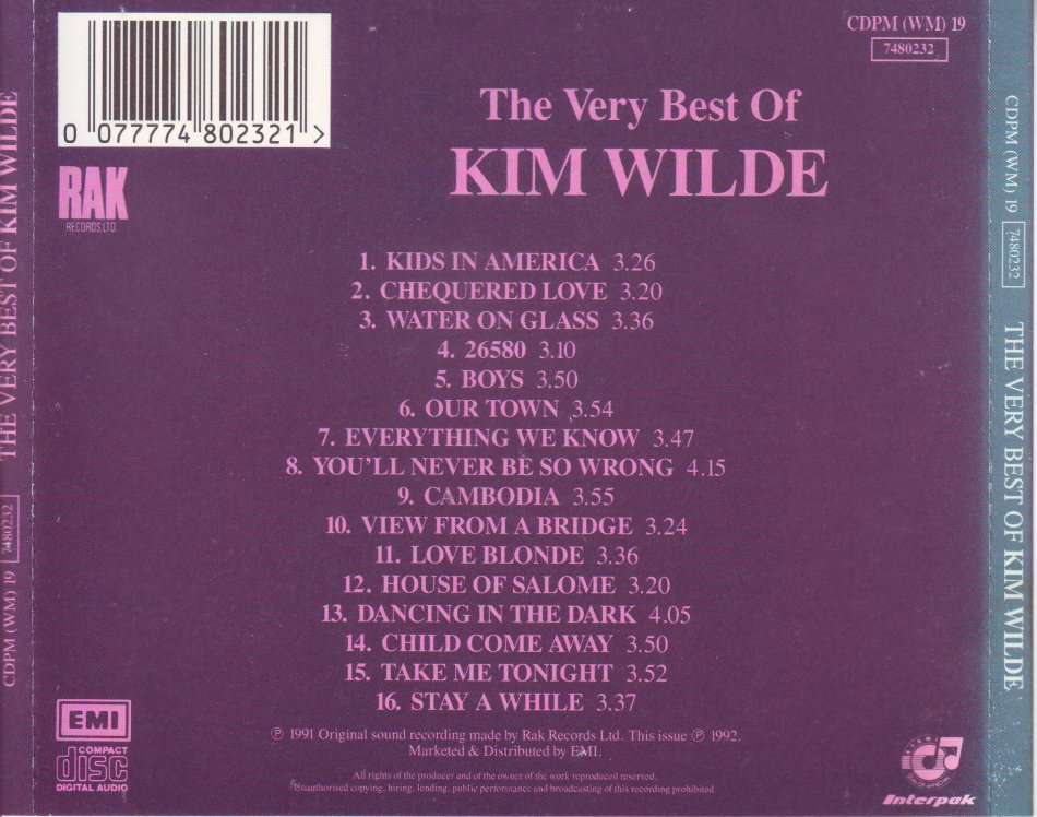 KIM WILDE - The Very Best Of Kim Wilde (CD) CDPM (WM) 19 NM-