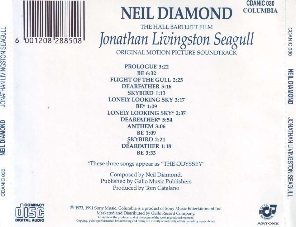 NEIL DIAMOND - Jonathan livingston seagull  (CD) CDANIC 030 NM