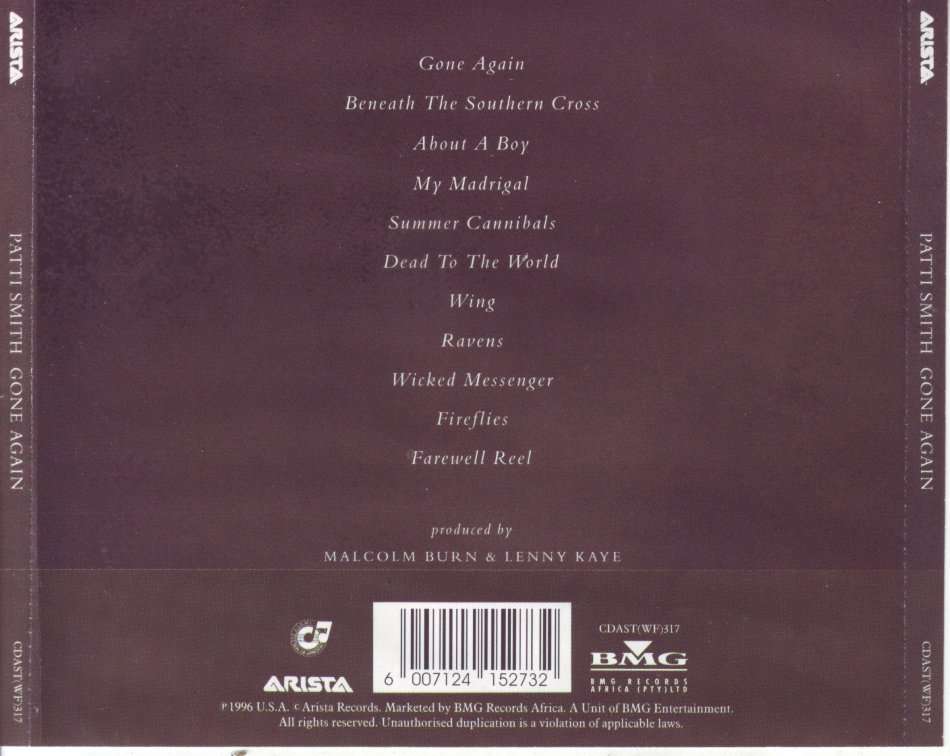 PATTI SMITH - Gone again (CD) CDAST (WF) 317 NM