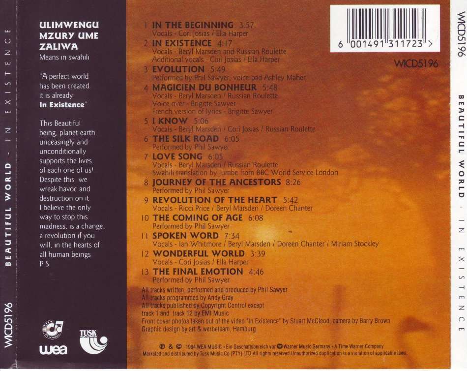 BEAUTIFUL WORLD - In existence (CD) WICD 5196