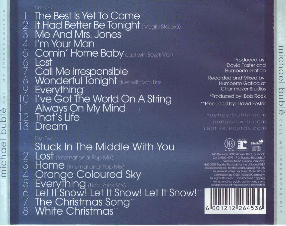 MICHAEL BUBLE - Call me irresponsible deluxe 2CD tour edition (2 CD) WBCD 2163 EX