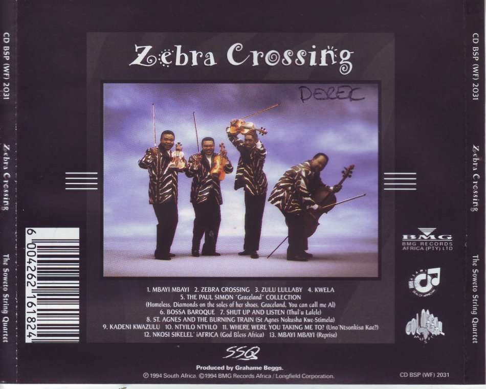 SOWETO STRING QUARTET - Zebra crossing (CD) CD BSP (WF) 2031 EX