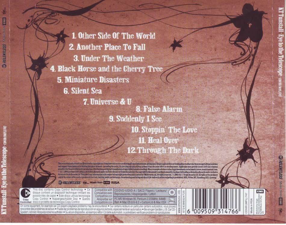 KT TUNSTALL - Eye to the telescope (CD) CDVIR(WFL)747 NM-