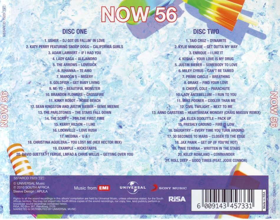 NOW 56 (SA) - Compilation (double CD) SSTARCD 7523 NM-