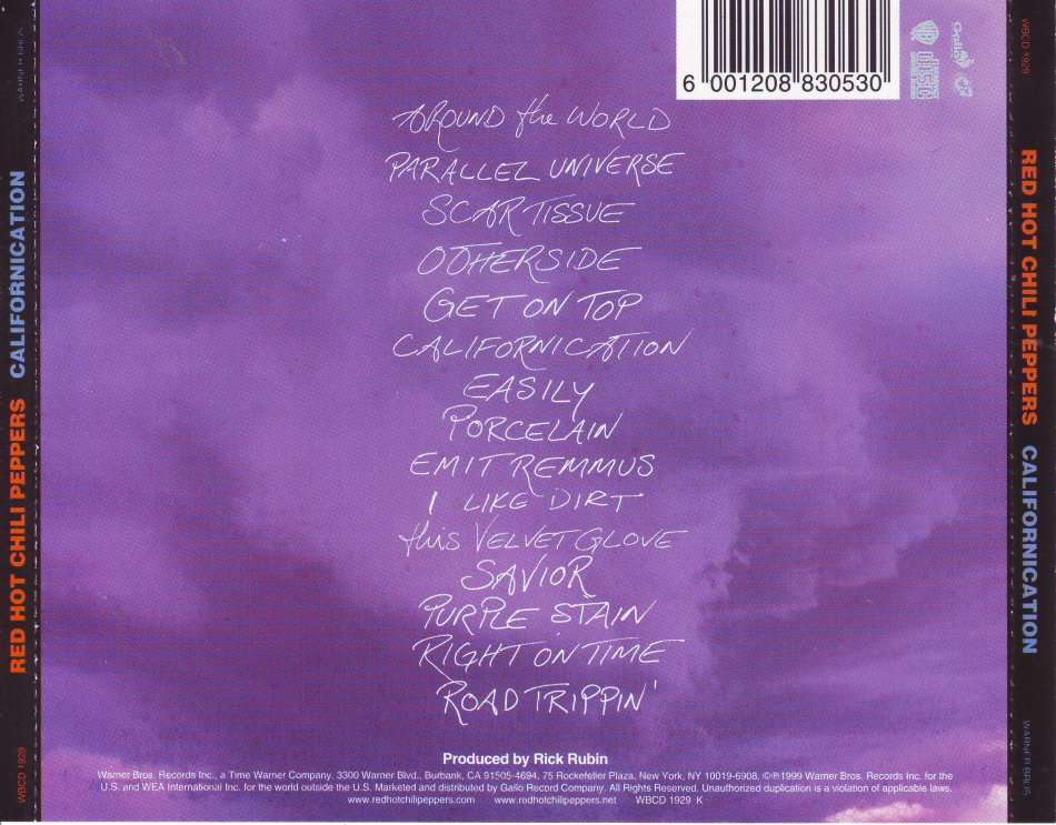 RED HOT CHILI PEPPERS - Californication (CD) WBCD 1929 EX (FREE BULK SHIPPING)