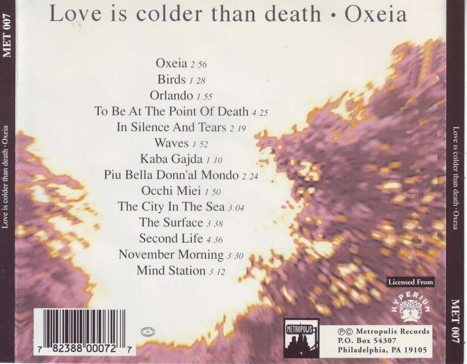 LOVE IS COLDER THAN DEATH - Oxeia (CD) MET 007 EX