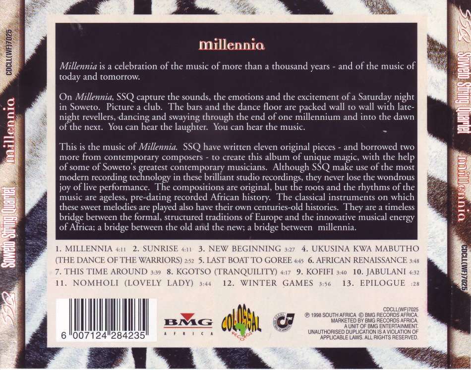 SOWETO STRING QUARTET - Millennia (CD) CDCLL(WF)7025 EX