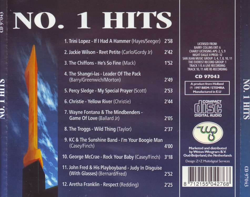 NO.1 HITS - Compilation (CD) CD 97043 VG+ (R25 SALE)