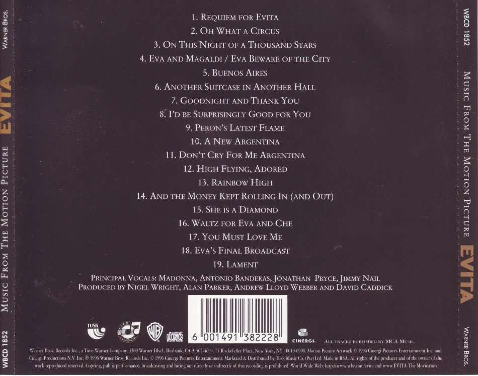 EVITA - Music from the motion picture (CD) WBCD 1852 NM