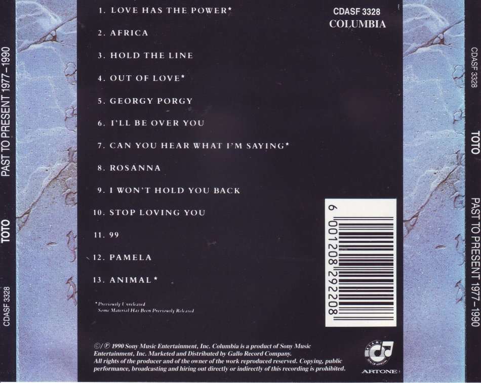 TOTO - Past to present 1977-1990 (CD, booklet scuffed) CDASF 3328 EX (FREE BULK SHIPPING)