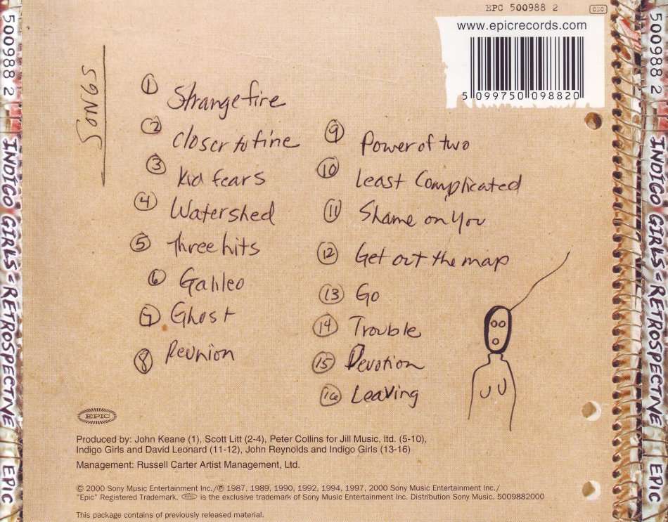 INDIGO GIRLS - Retrospective (CD, pages of booklet loose) 500988 2 EX (FREE BULK SHIPPING)