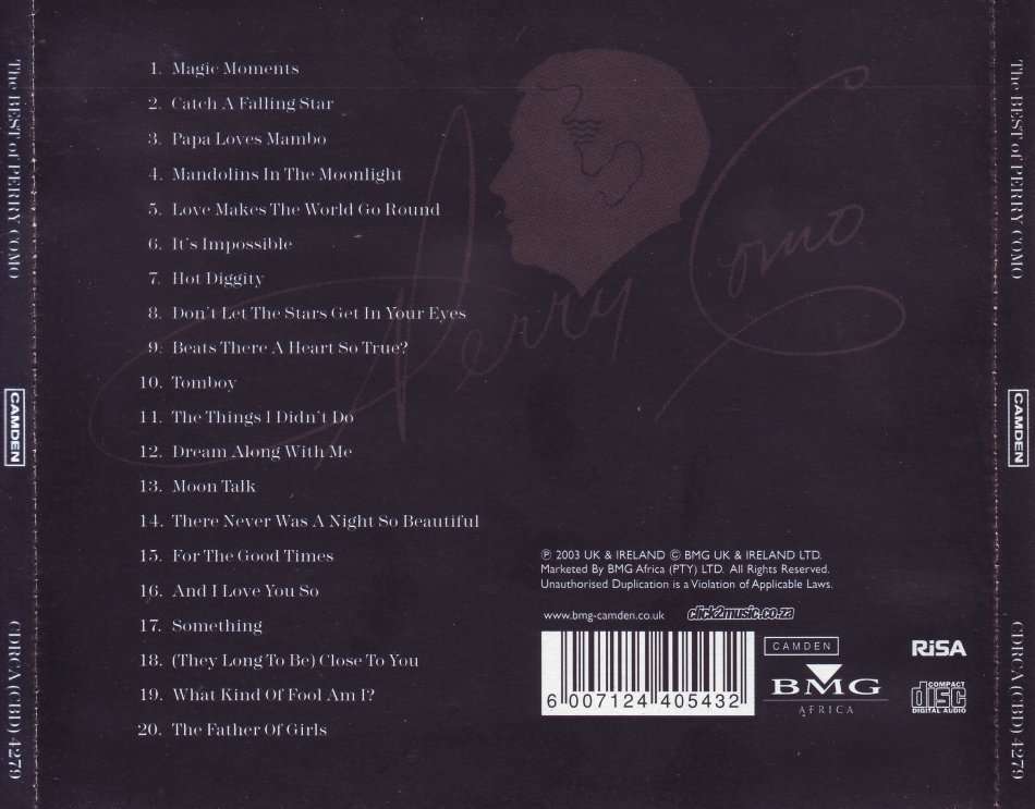 PERRY COMO - The Best Of Perry Como (CD) CDRCA (CBD) 4279 VG+ (FREE BULK SHIPPING)