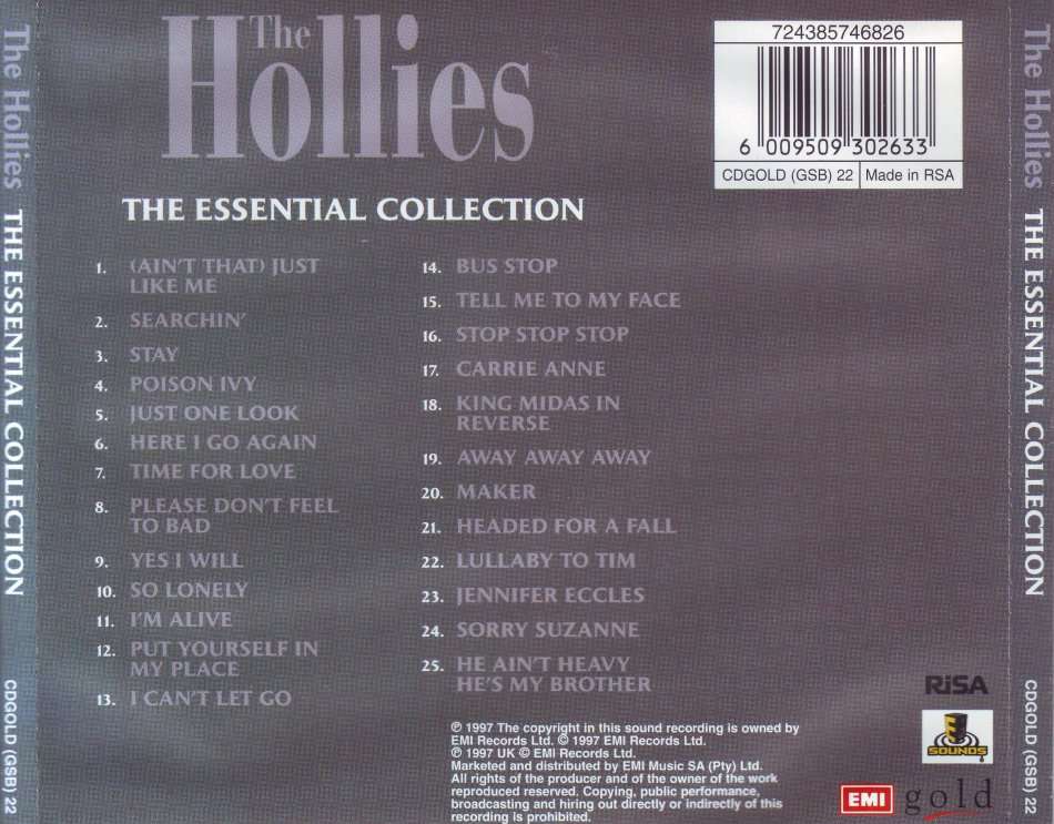 THE HOLLIES - The essential collection (CD) CDGOLD (GSB) 22  EX