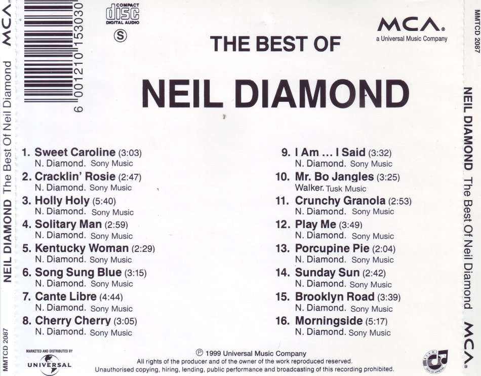 NEIL DIAMOND - The Best Of Neil Diamond (CD) MMTCD 2087 NM