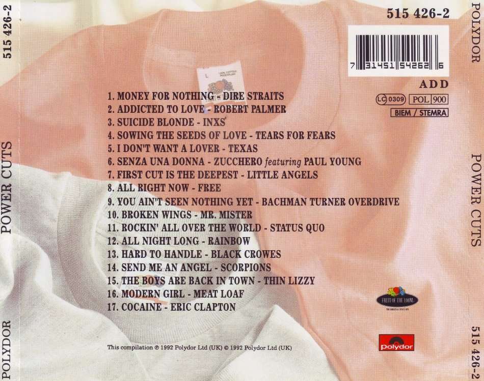 POWER CUTS - Compilation (CD) 515 426-2 EX