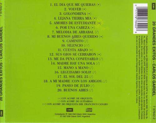 CARLOS GARDEL - 20 grandes exitos (CD) 7 97642-2 NM-