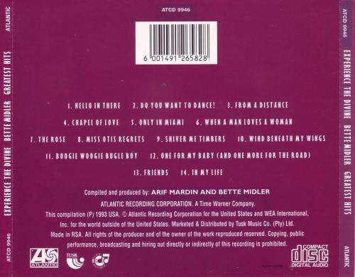 BETTE MIDLER - Experience the divine: greatest hits (CD)  ATCD 9946 NM- (FREE BULK SHIPPING)