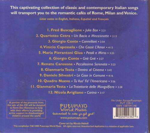 PUTUMAYO PRESENTS - Italian cafe (CD, digipak, see description) PUT 238-2 VG
