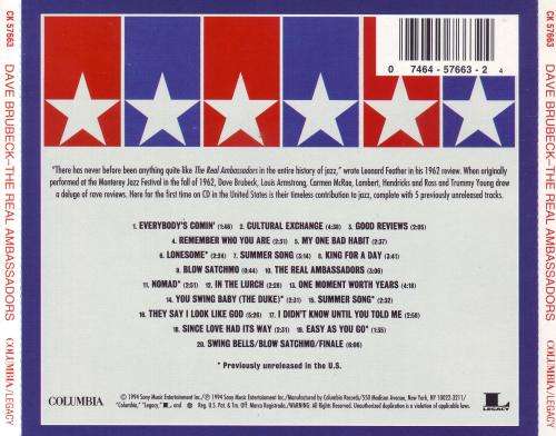 LOUIS ARMSTRONG, DAVE BRUBECK,  ETC - The real ambassadors (CD) CK 57663 NM