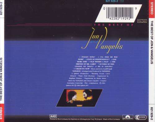 JON AND VANGELIS - The Best Of Jon And Vangelis (CD) 821 929-2 NM-