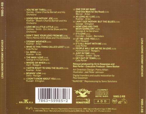 LENA HORNE - Stormy weather (CD) 9985-2-RB VG+