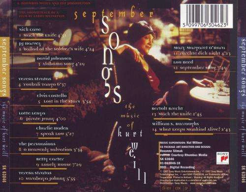 SEPTEMBER SONGS: THE MUSIC OF KURT WEILL - Compilation (CD) SK 63046 EX