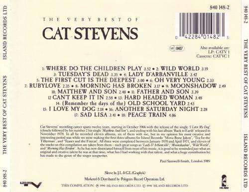 CAT STEVENS - The Very Best Of Cat Stevens (CD) 840 148-2 EX