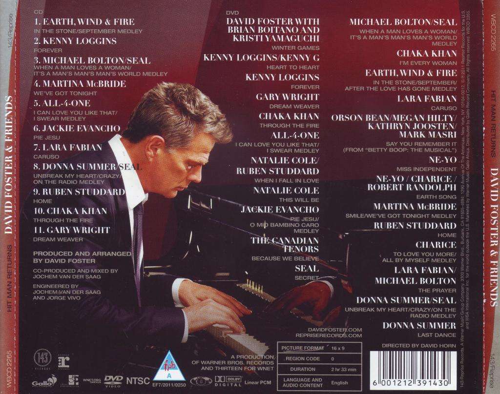 DAVID FOSTER & FRIENDS - Hit man returns ( CD & DVD) WBCD 2265 NM