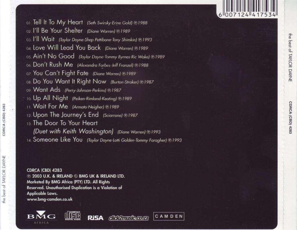 TAYLOR DAYNE - The Best Of Taylor Dayne (CD) CDRCA (CBD) 4283 NM
