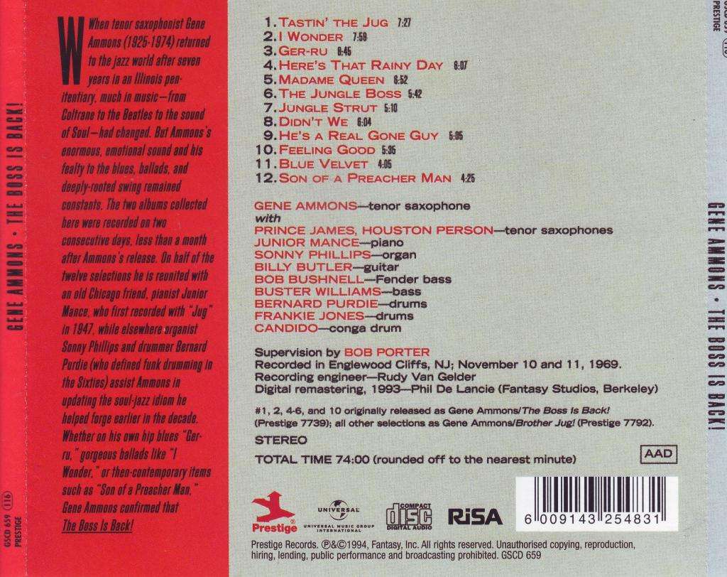 GENE AMMONS - The boss is back! (CD) GSCD 659 NM-