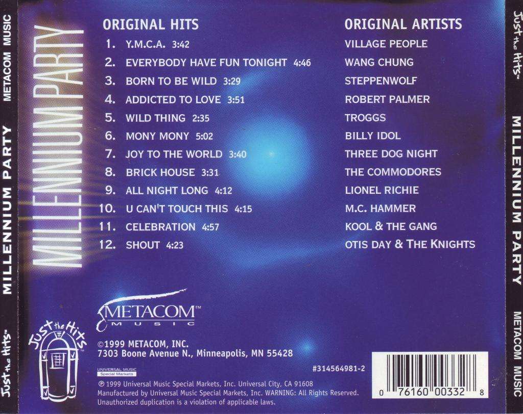 MILLENNIUM PARTY - Compilation (CD) #314564981-2 VG- to VG