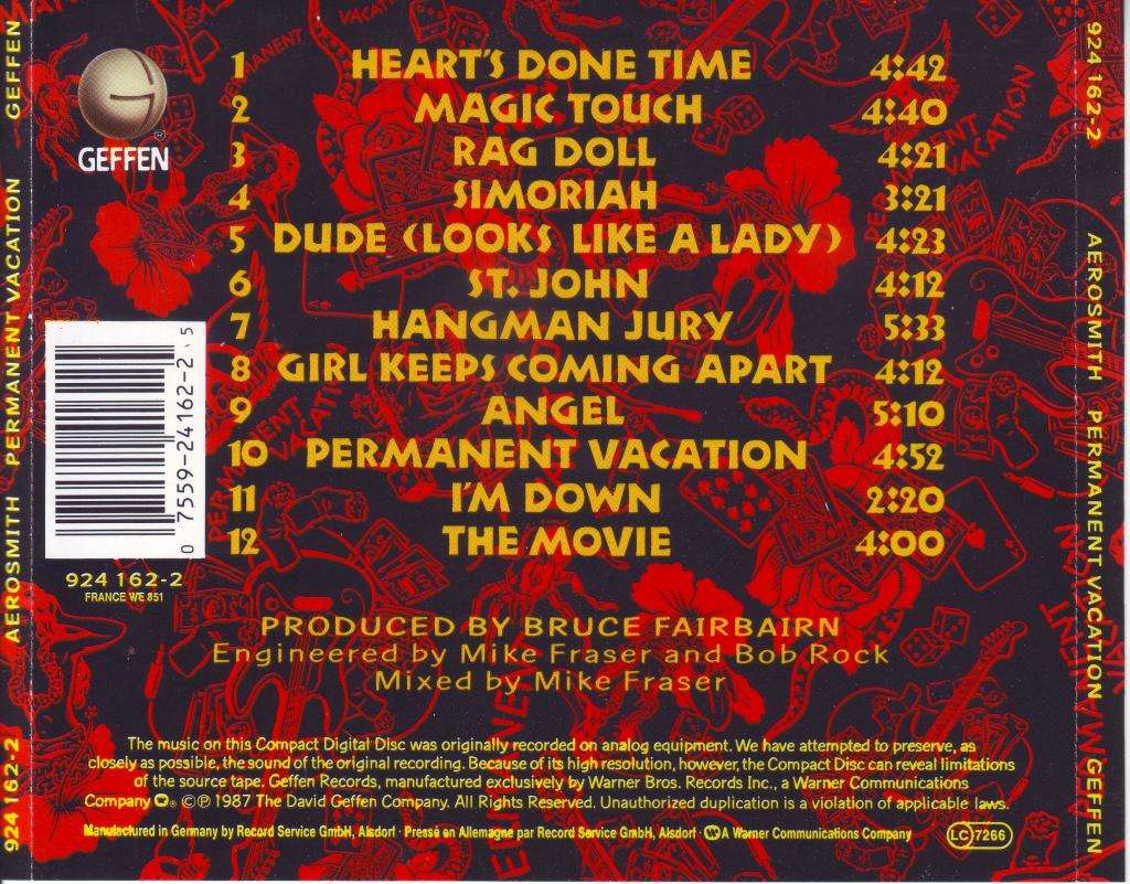 AEROSMITH - Permanent vacation (CD) 924 162-2 EX