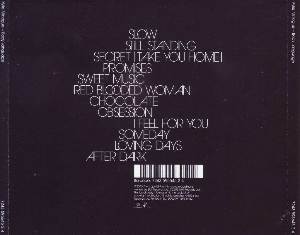 KYLIE MINOGUE - Body language (CD) 7243 595645 2 4 NM-