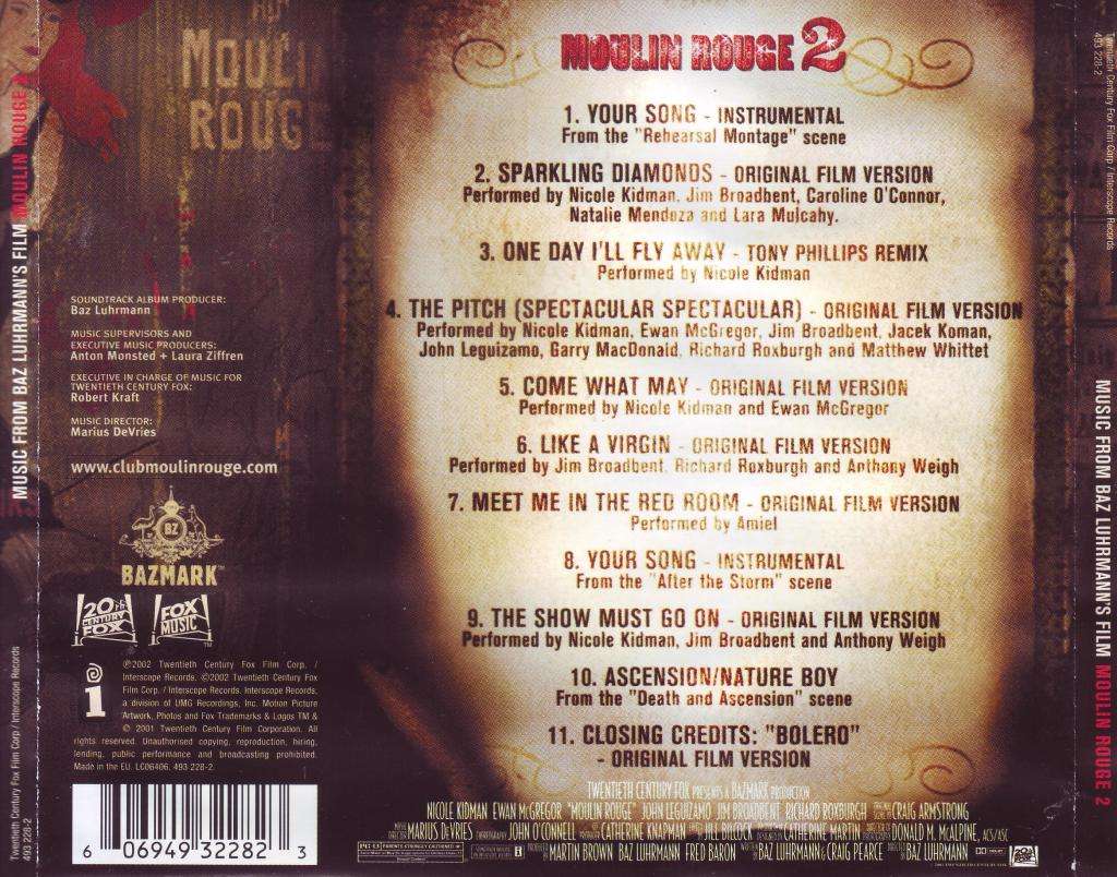 MOULIN ROUGE (Collectors Edition) - Soundtrack (double CD)  493 259-2 VG to VG+/ EX