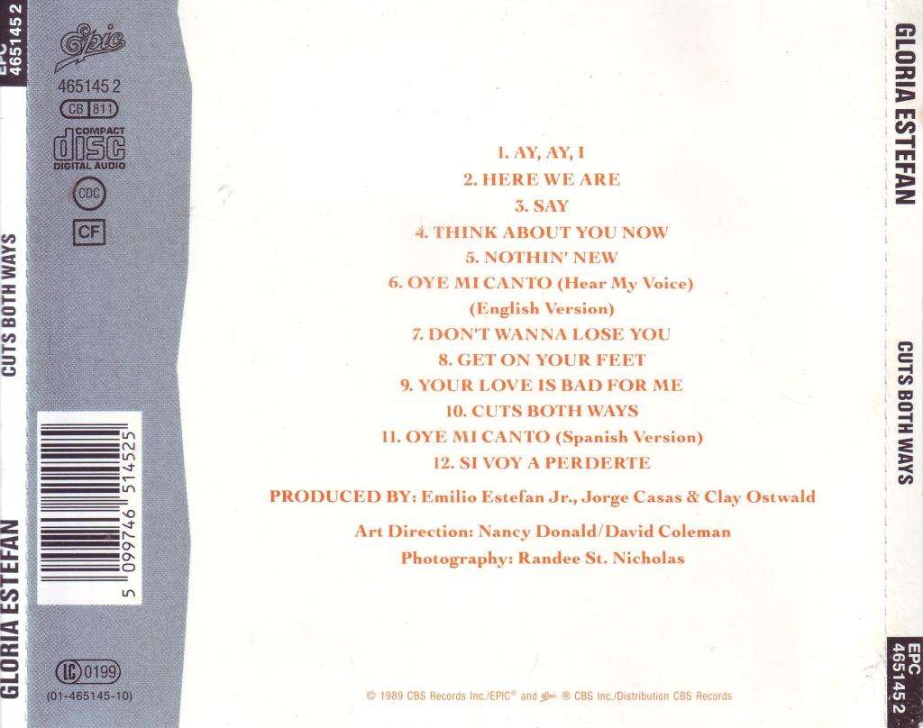 GLORIA ESTEFAN - Cuts both ways (CD) EPC 465145 2 EX